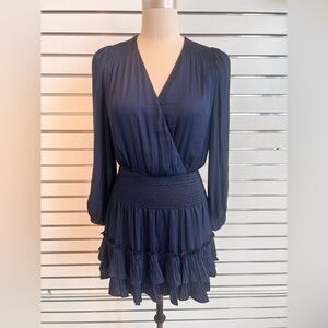Current Air - Navy Satin Tiered Mini Dressy Dress